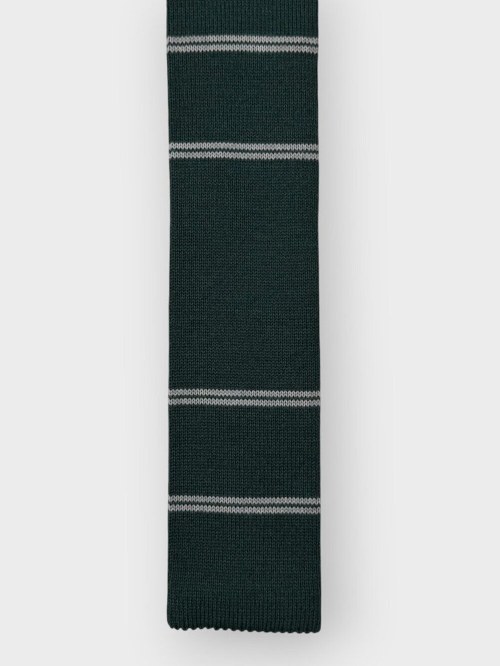 NEW Graffeo Limited Edition Square Tip Tie | Wool | Green Striped | Italy Luxury